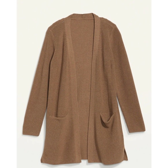 Old Navy Sweaters - Old Navy Tan Textured Shaker Stitch Long Open Front Sweater NEW Woman Size M XX